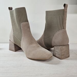 Oasis Society | Geraldine Taupe Sock Bootie with Chunky Heel